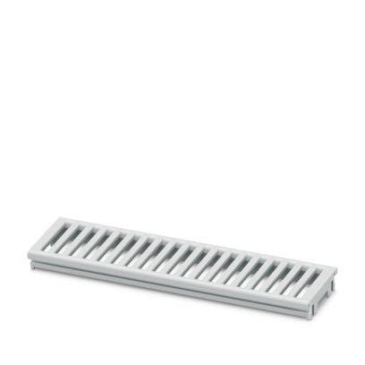 Weiße rechteckige Lüftungsgitterabdeckung mit parallelen Lamellen, konzipiert für Wand- oder Deckeninstallation.