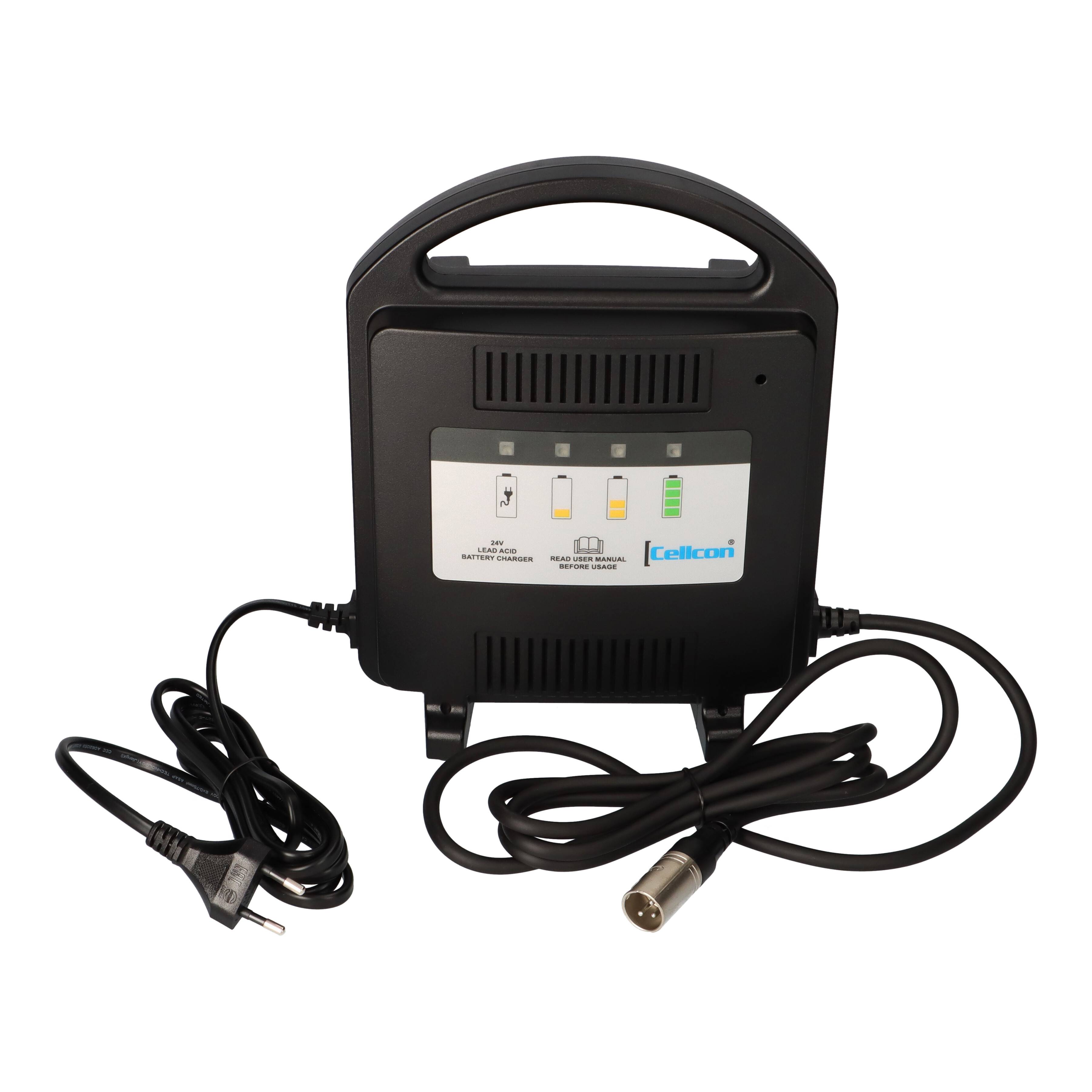 Cellcon Ladegerät mit XLR-Stecker für Bleiakkus 24V 8A AGM Gel Akkus