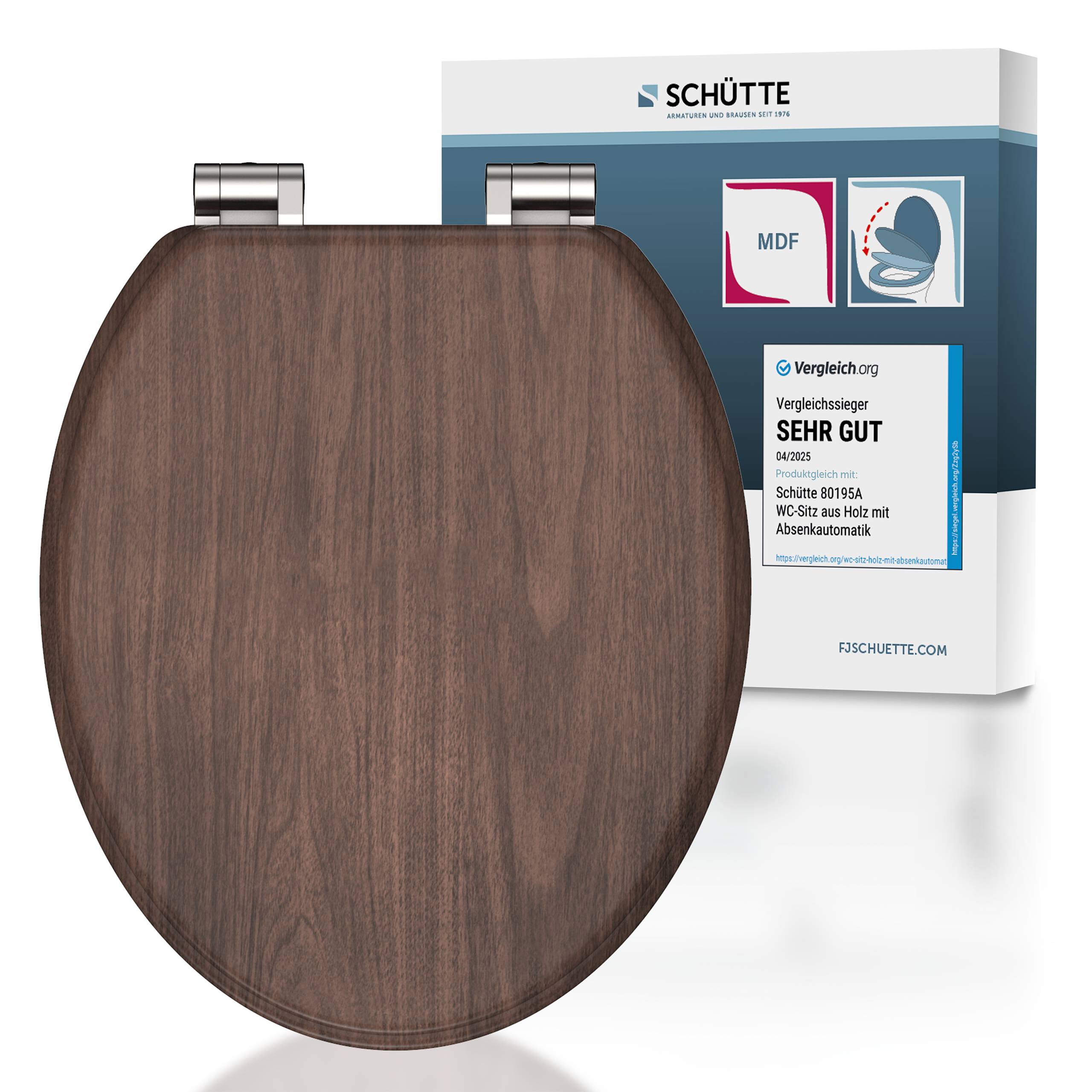 MDF WC-Sitz DARK WOOD, mit Absenkautomatik