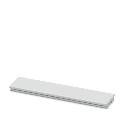 Ein langes, rechteckiges LED-Beleuchtungsmodul in Silber, entworfen für Regale oder Ausstellungszwecke, dargestellt vor einem einfachen weißen Hintergrund.