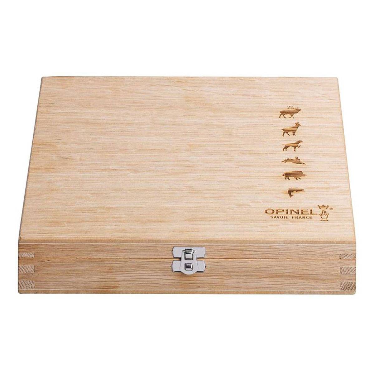 Opinel No 08 Animalia America Kollektion 6 Messer in Holzbox