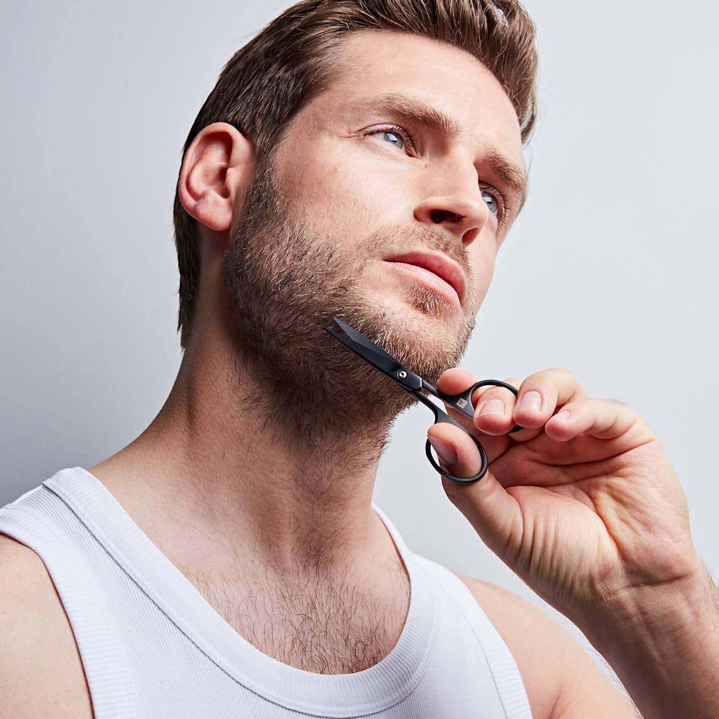 ZWILLING Bartschere Pflege Schere für den Mann, 115 mm, Premium, Carbon Matt Schwarz