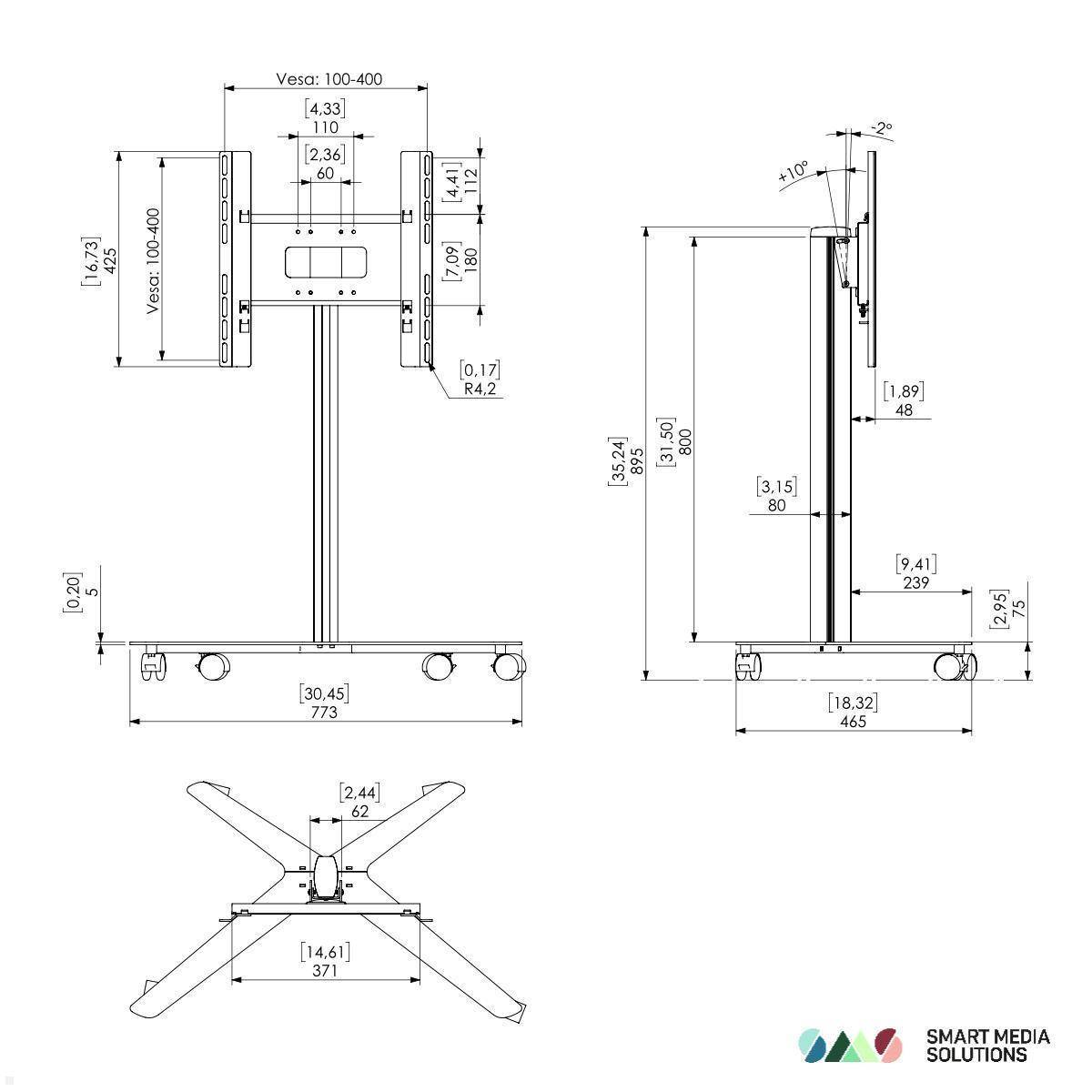 SMS Icon FM MT 1200 mobiler Monitorständer bis 50 Zoll, schwarz (K12-004-1)