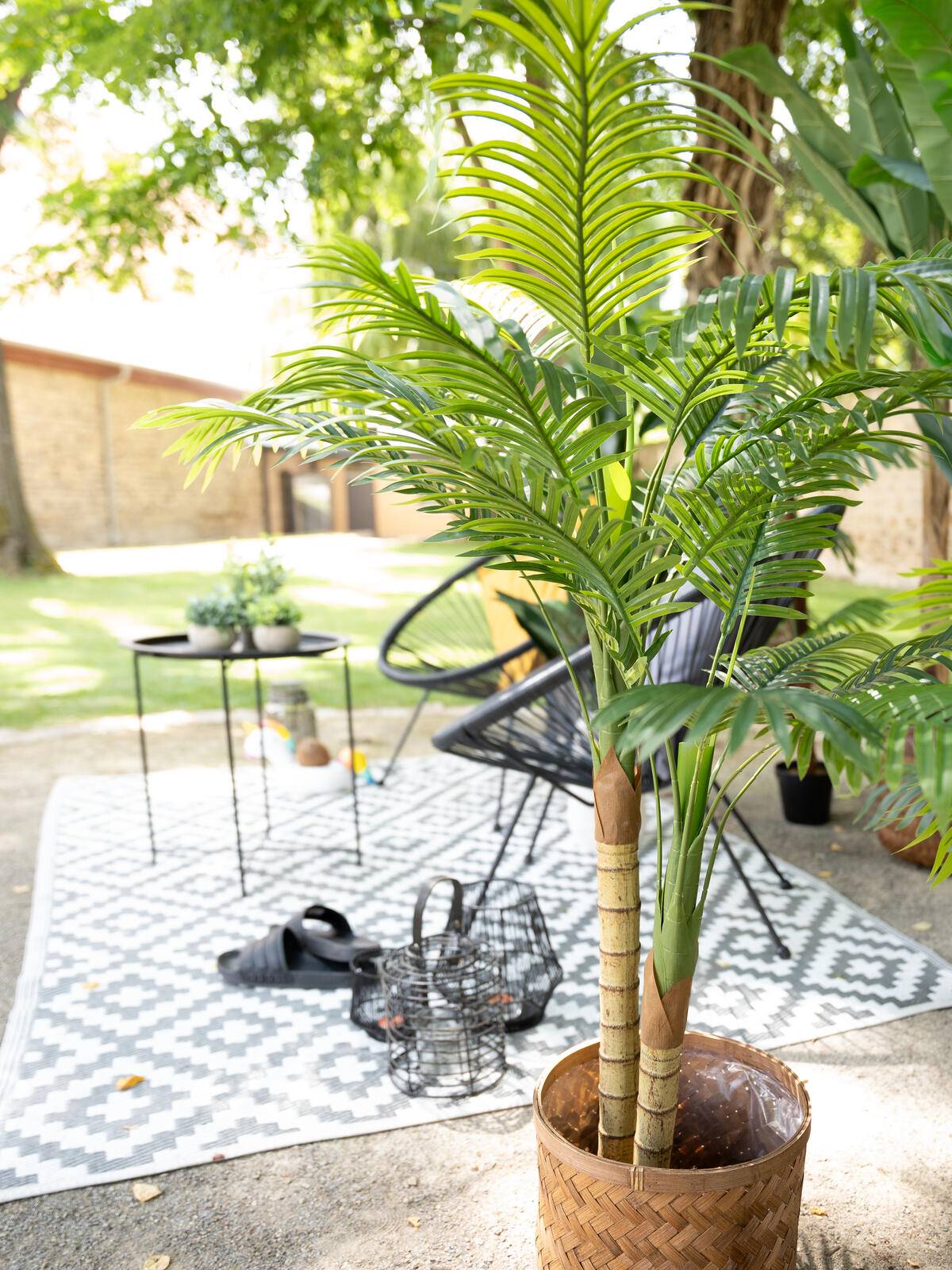 EUROPALMS Areca Palme, 2-stämmig, Kunstpflanze, 120cm