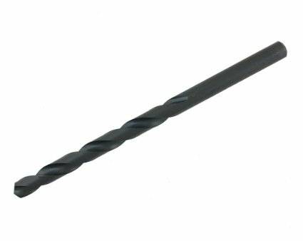 Schwarzes Spiralbohrbit mit glatter zylindrischer Schaftfläche auf weißem Hintergrund.