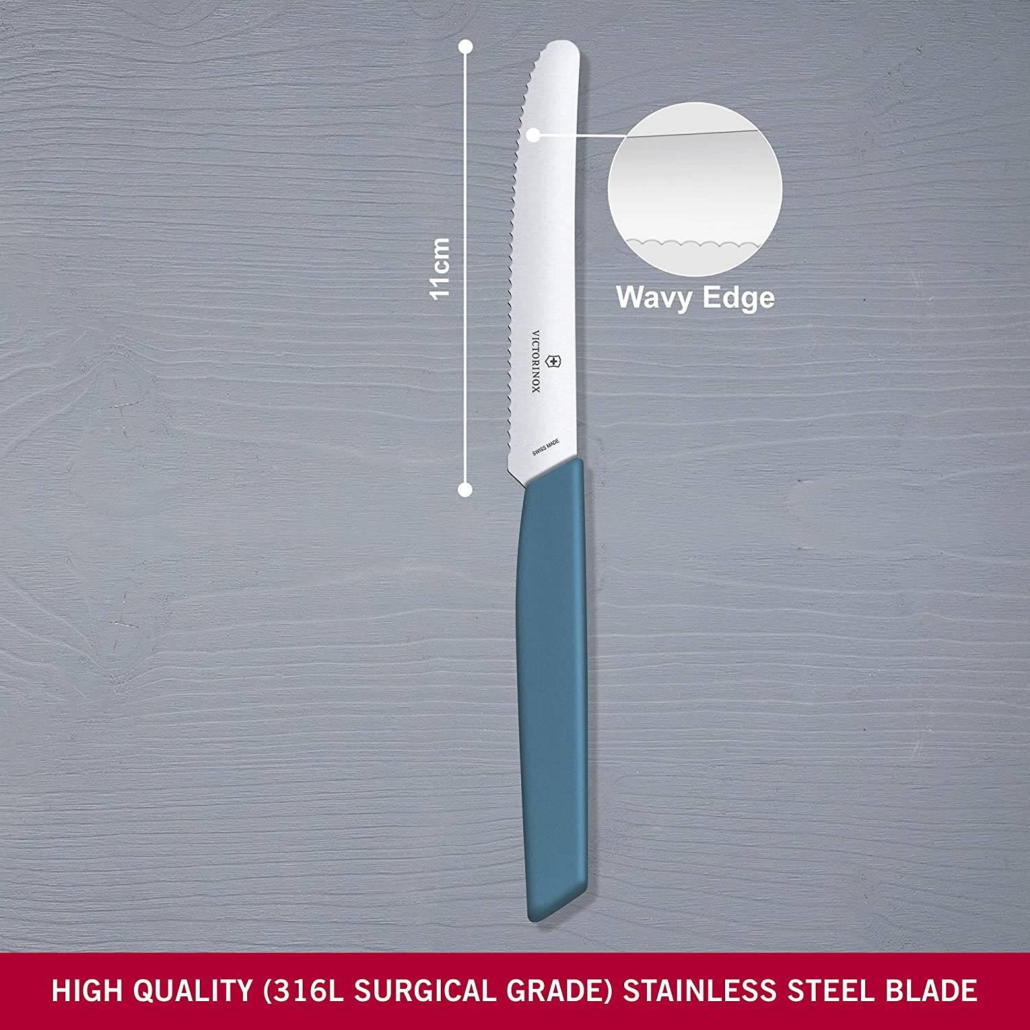 Victorinox Swiss Modern Tomaten- & Tafelmesser, Wellens, 11cm, cornflower