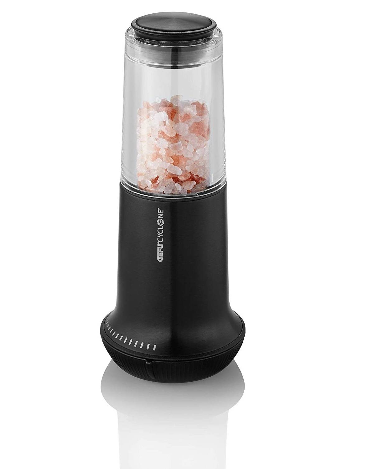 Gefu Salz-/Pfeffermühle X-PLOSION L, Gewürzmühle für Salz oder Pfeffer, Keramikmahlwerk, Glas, schwarz
