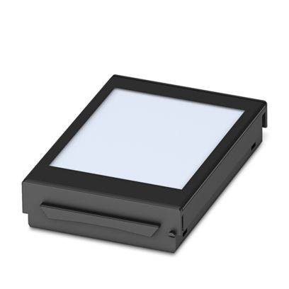 Ein schwarzes rechteckiges LED-Panel mit einer mattierten Oberfläche, das für die Verwendung in Elektronik- oder Beleuchtungsanwendungen konzipiert ist.