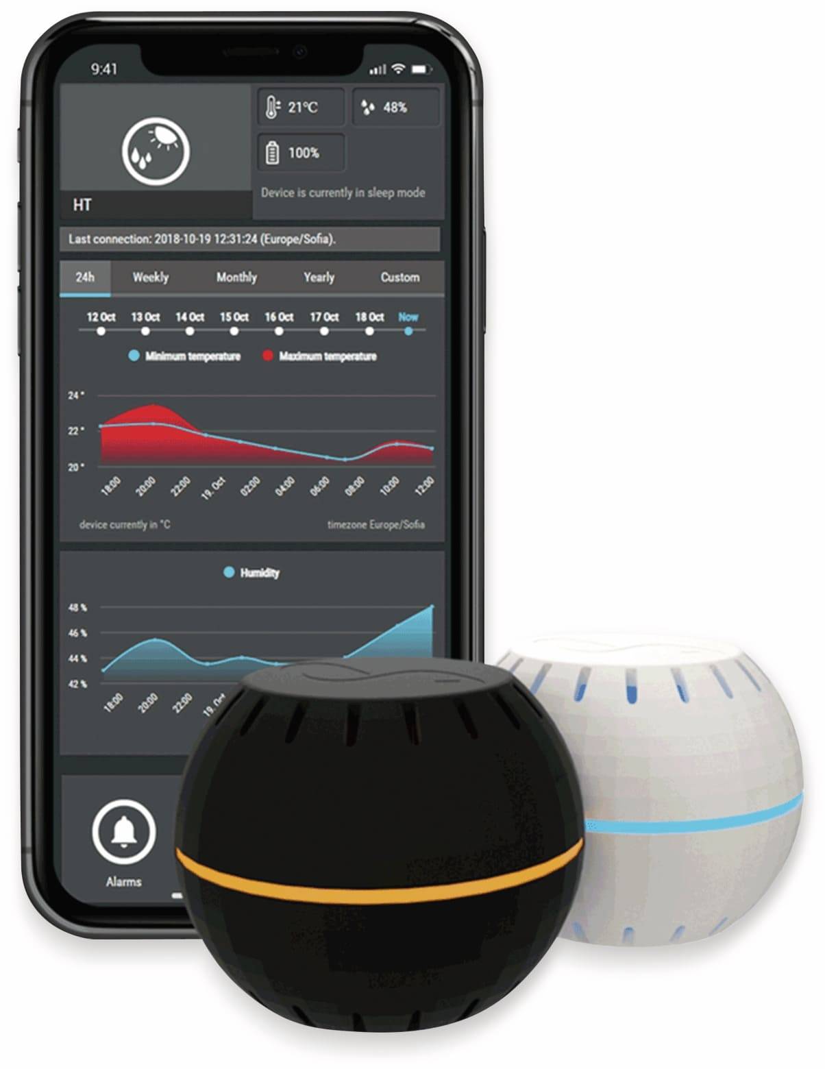 SHELLY Luftfeuchtigkeits- und Temperatursensor H&T, schwarz, 3 Stück