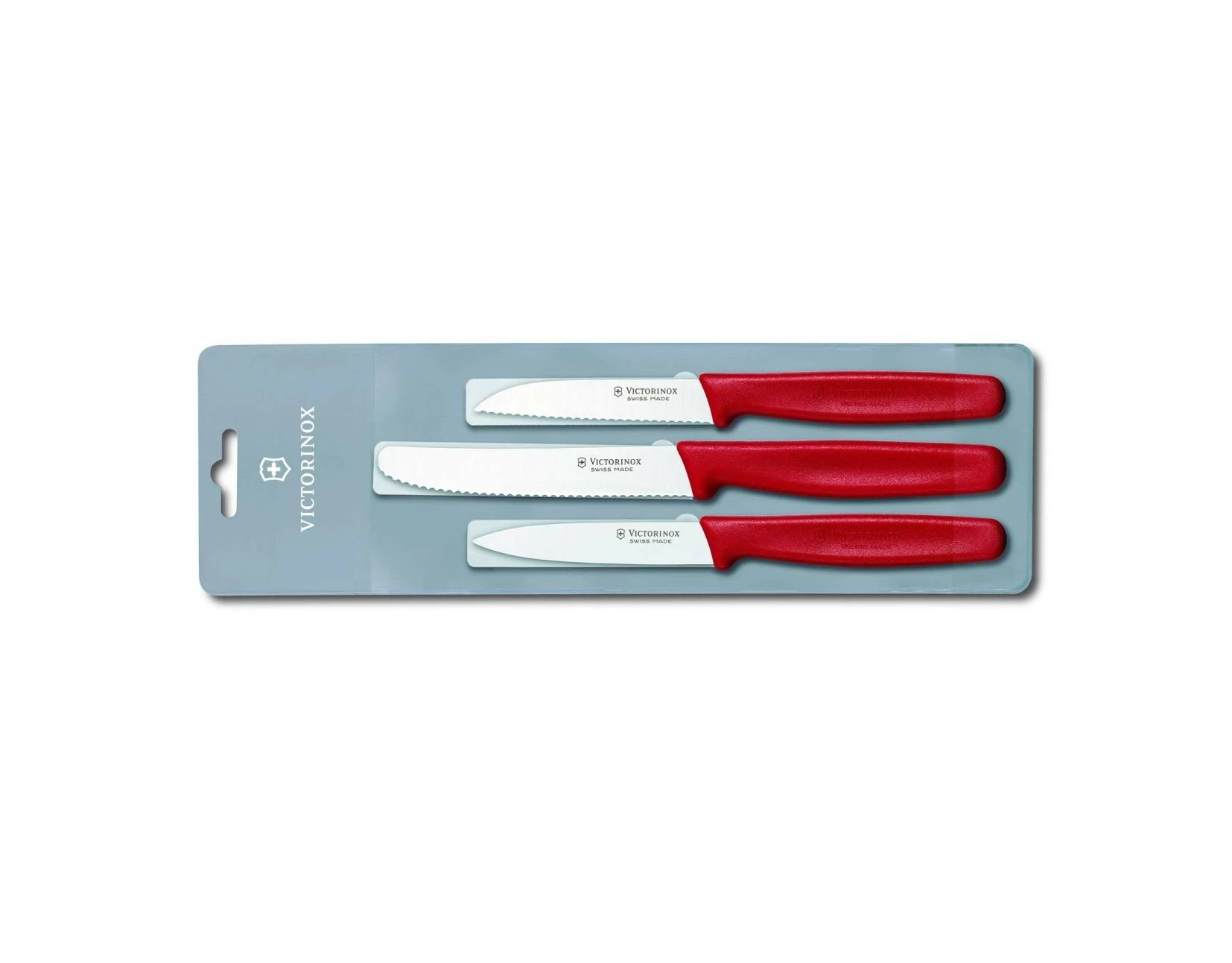 Victorinox | Gemüsemesser-Set | 3-teilig | präzise Klingen | ergonomische Griffe | leuchtendes Rot | ideal für mühelose Küchenarbeit