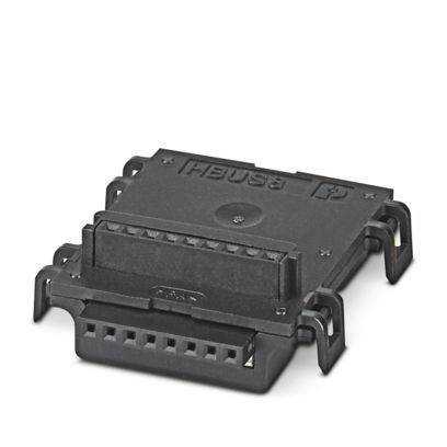 Ein schwarzes elektronisches Modul mit mehreren Anschlüssen, das häufig in industriellen oder automobilen Anwendungen für sichere Verdrahtung und Schnittstellen verwendet wird.