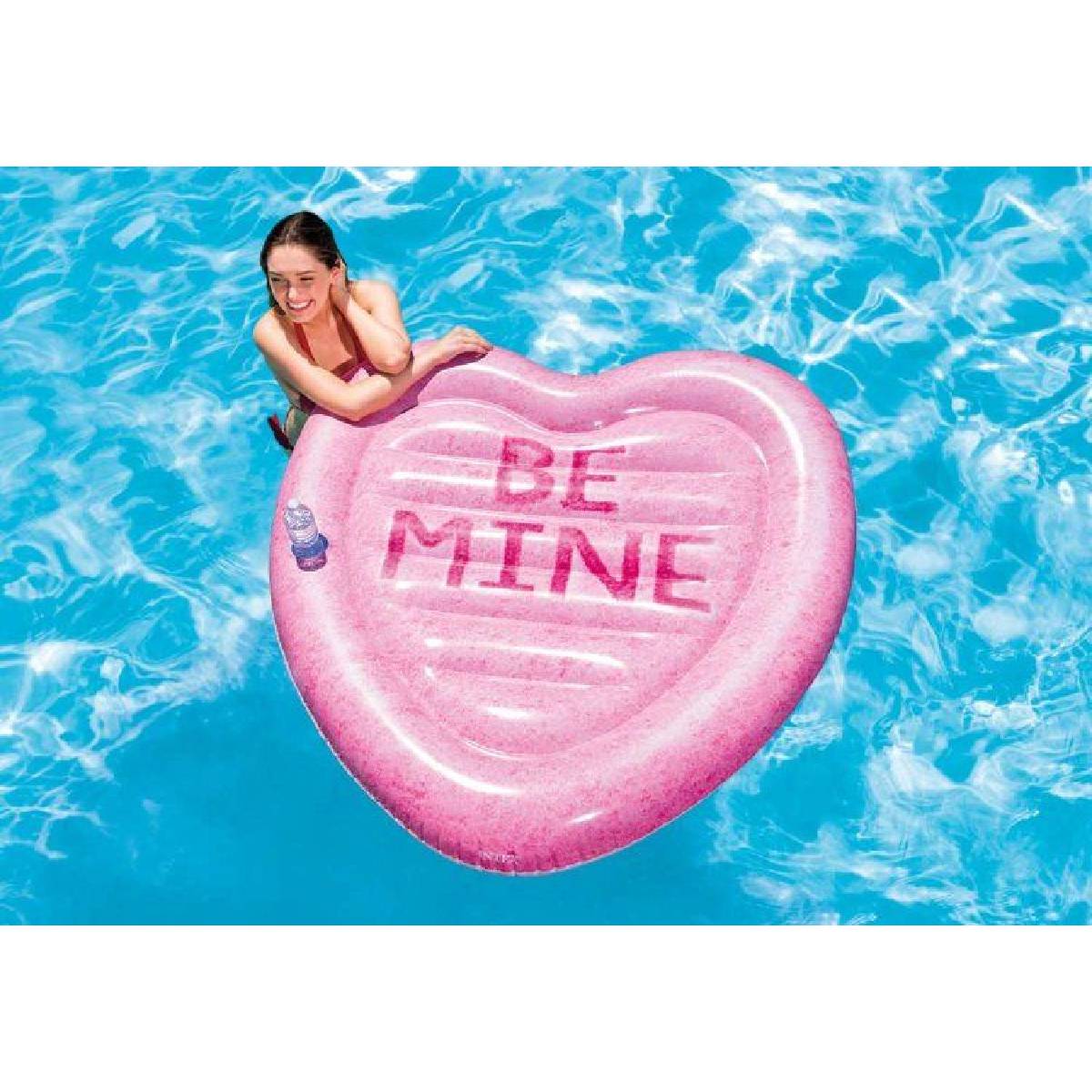 INTEX Luftmatratze Candy Heart Island Herzform 145x142cm Aufblasbar Pool