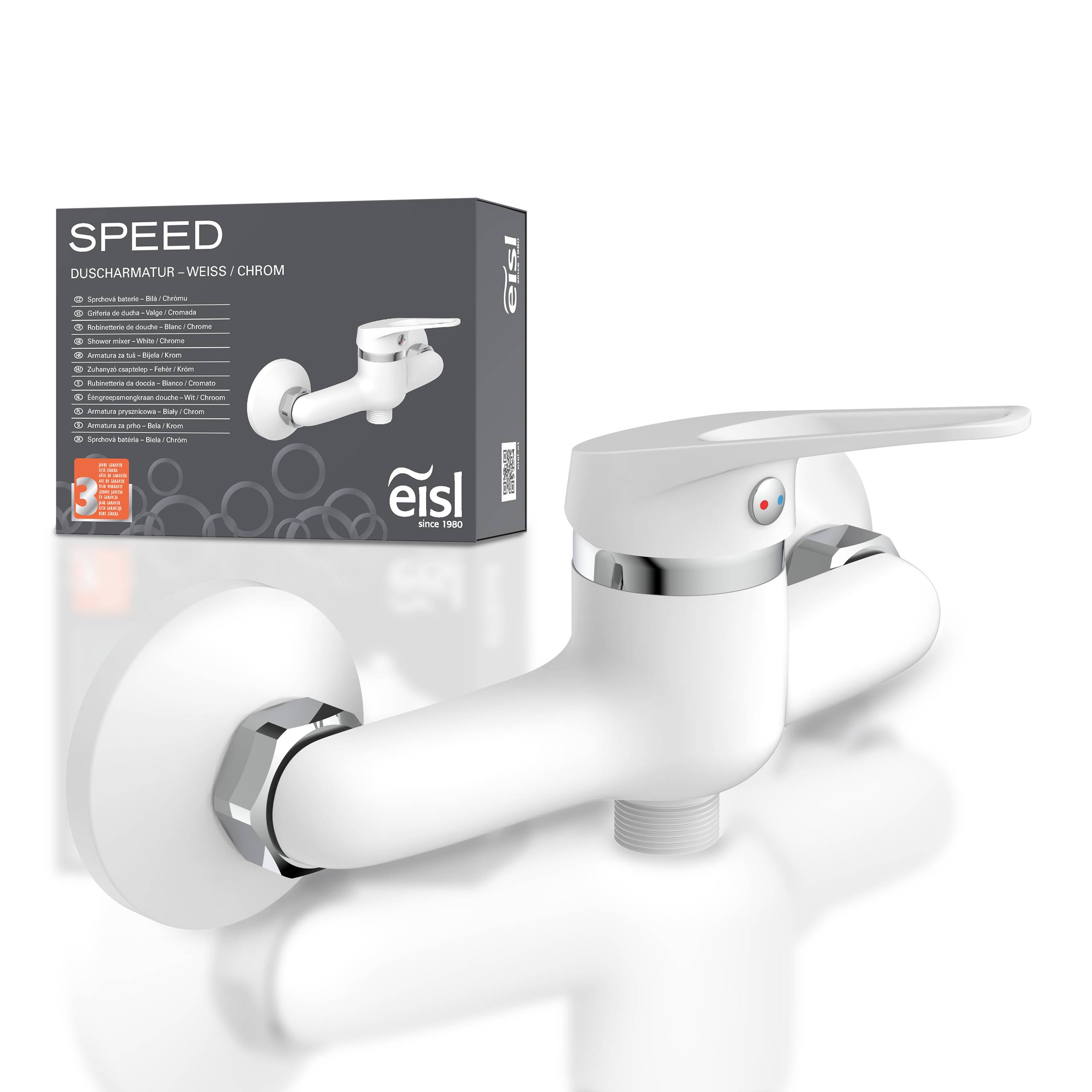 SPEED Duscharmatur, Weiß/Chrom