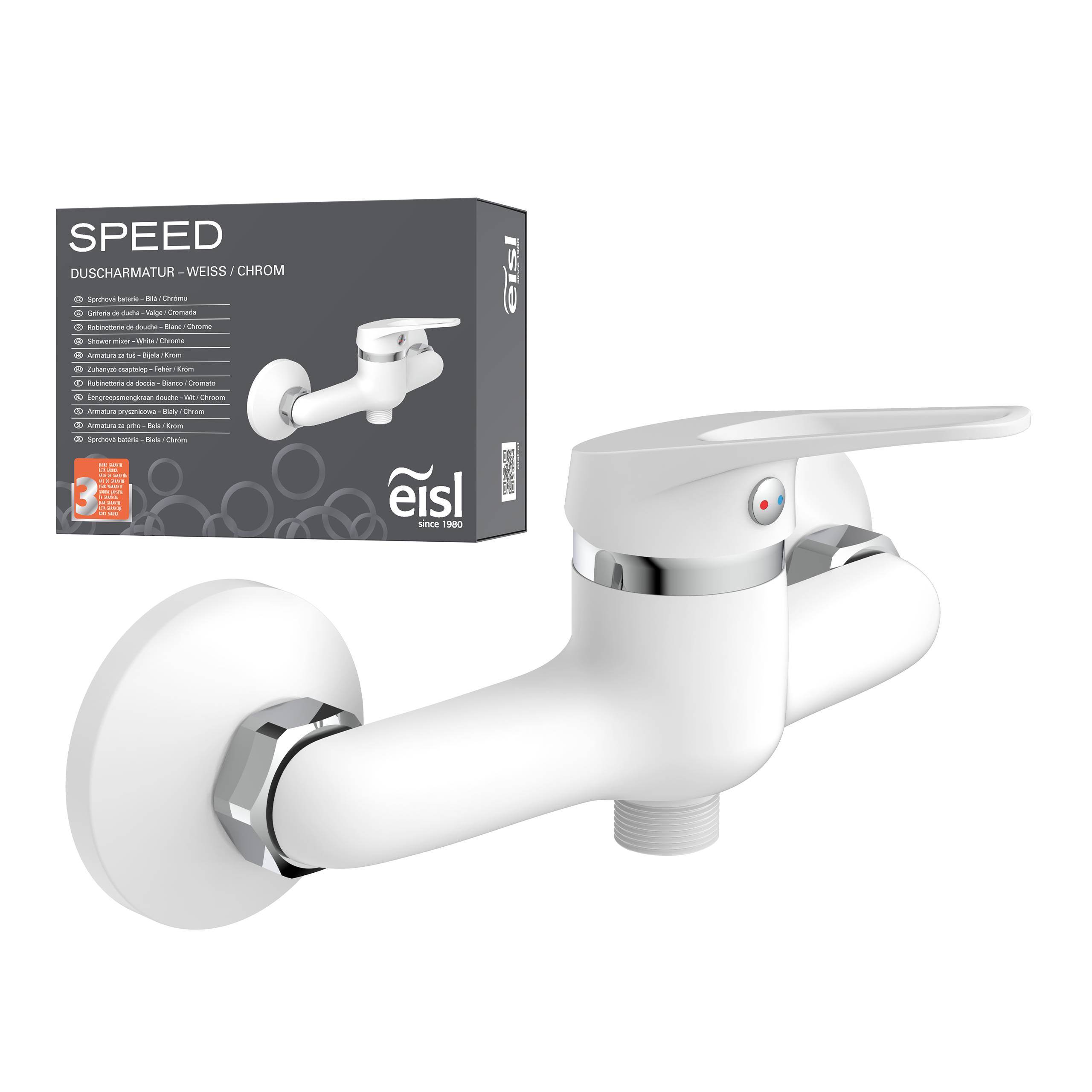 SPEED Duscharmatur, Weiß/Chrom