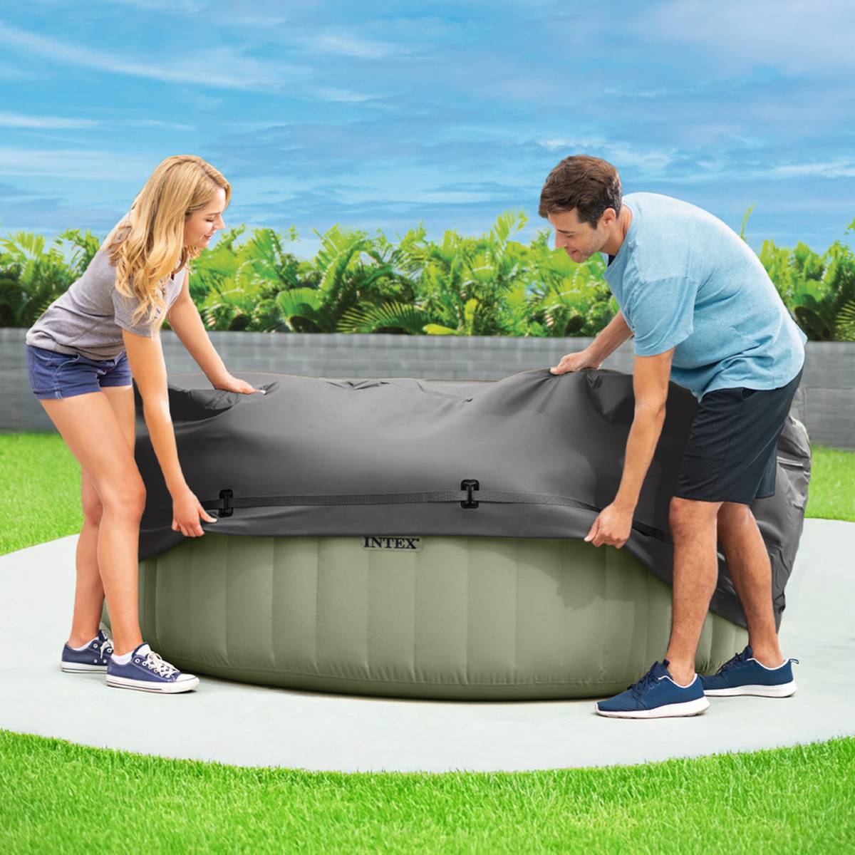 INTEX 28523 Energiesparabdeckung PureSpa grau 198 x 72 cm Whirlpool Cover