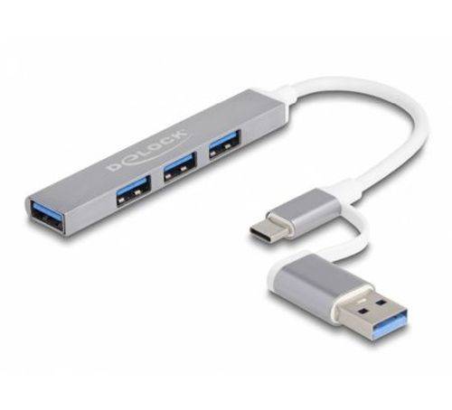 DeLOCK USB 3.2 Slim Hub, 1 Port USB 3.2 und 3 Port USB 2.0