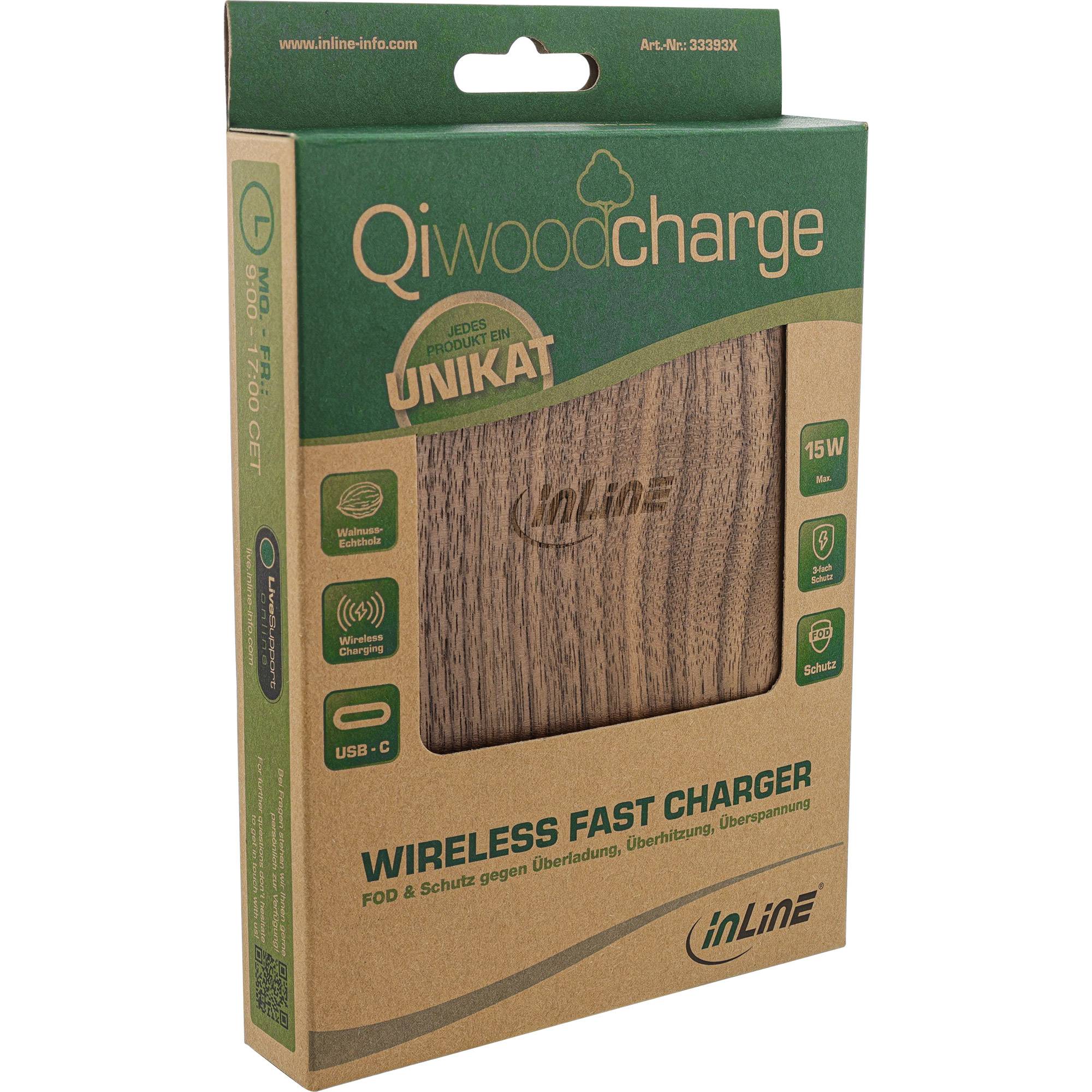 Verpackung für ein „Qiwoodcharge