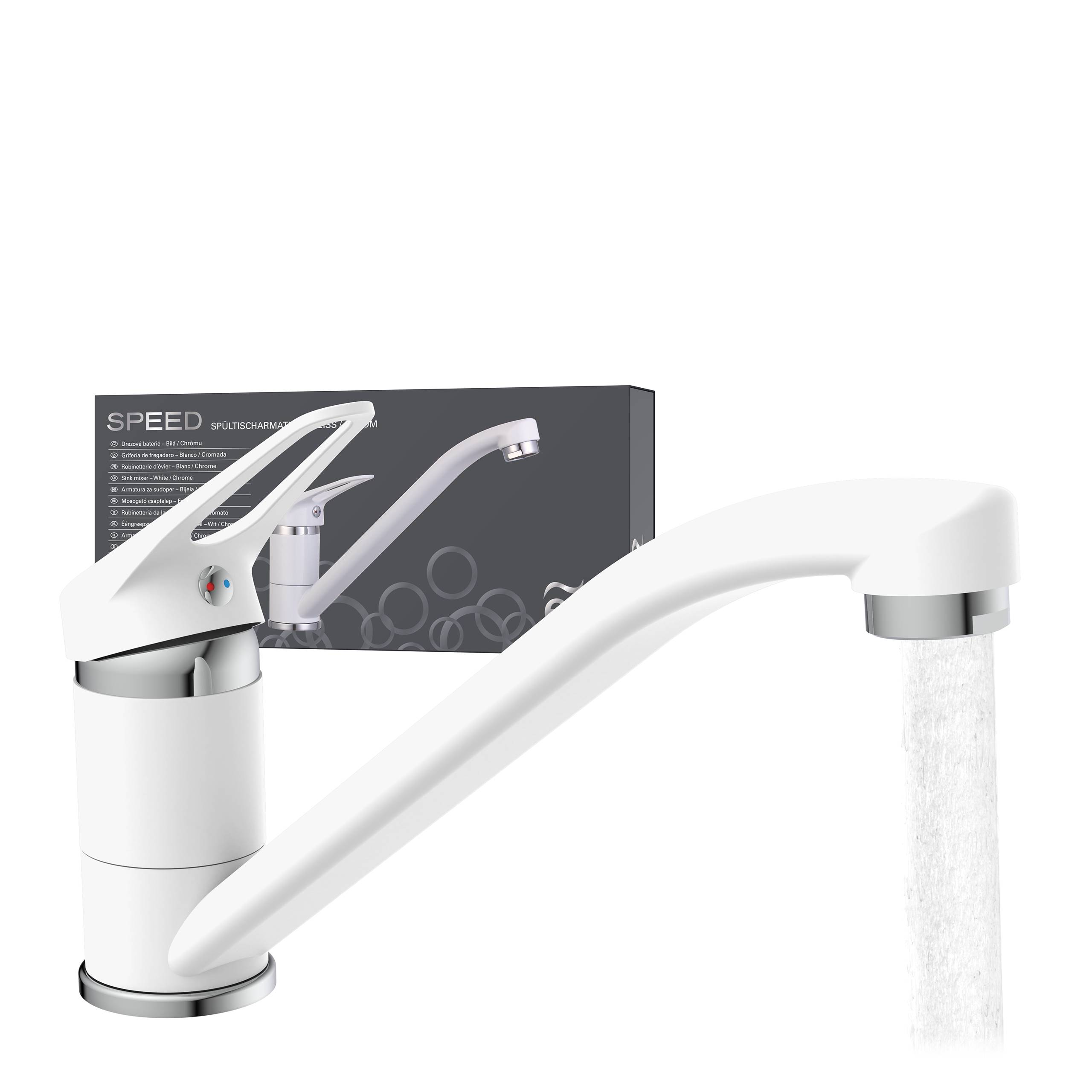 SPEED Spültischarmatur, Weiß/Chrom