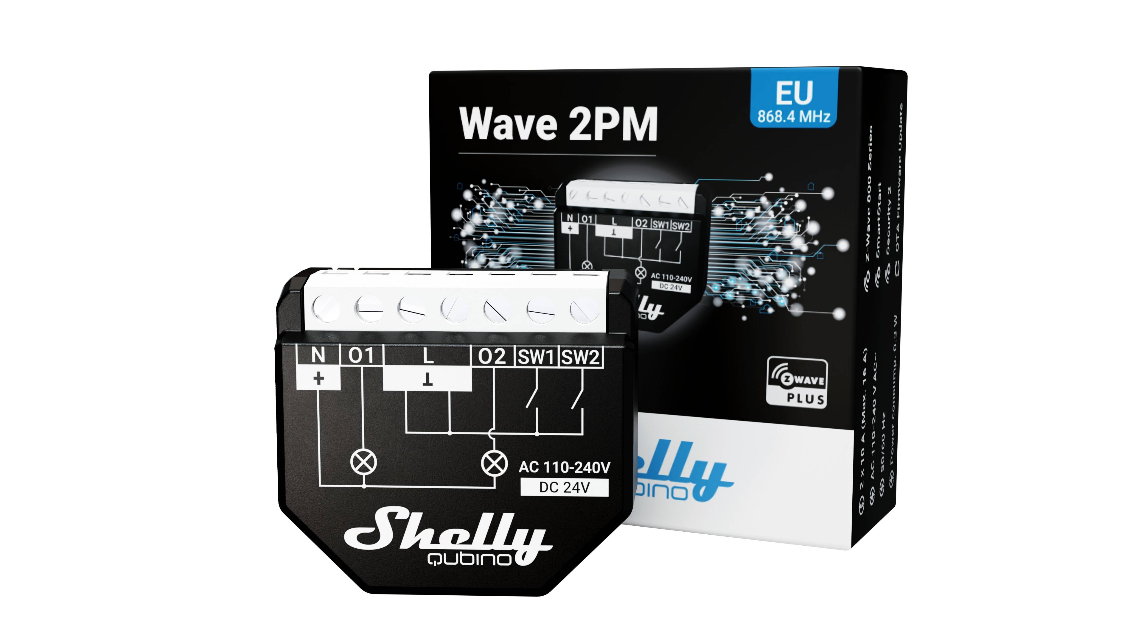 Shelly Qubino Wave2PM Controller, 2-Kanal, Z-Wave (Leistungsmessung)