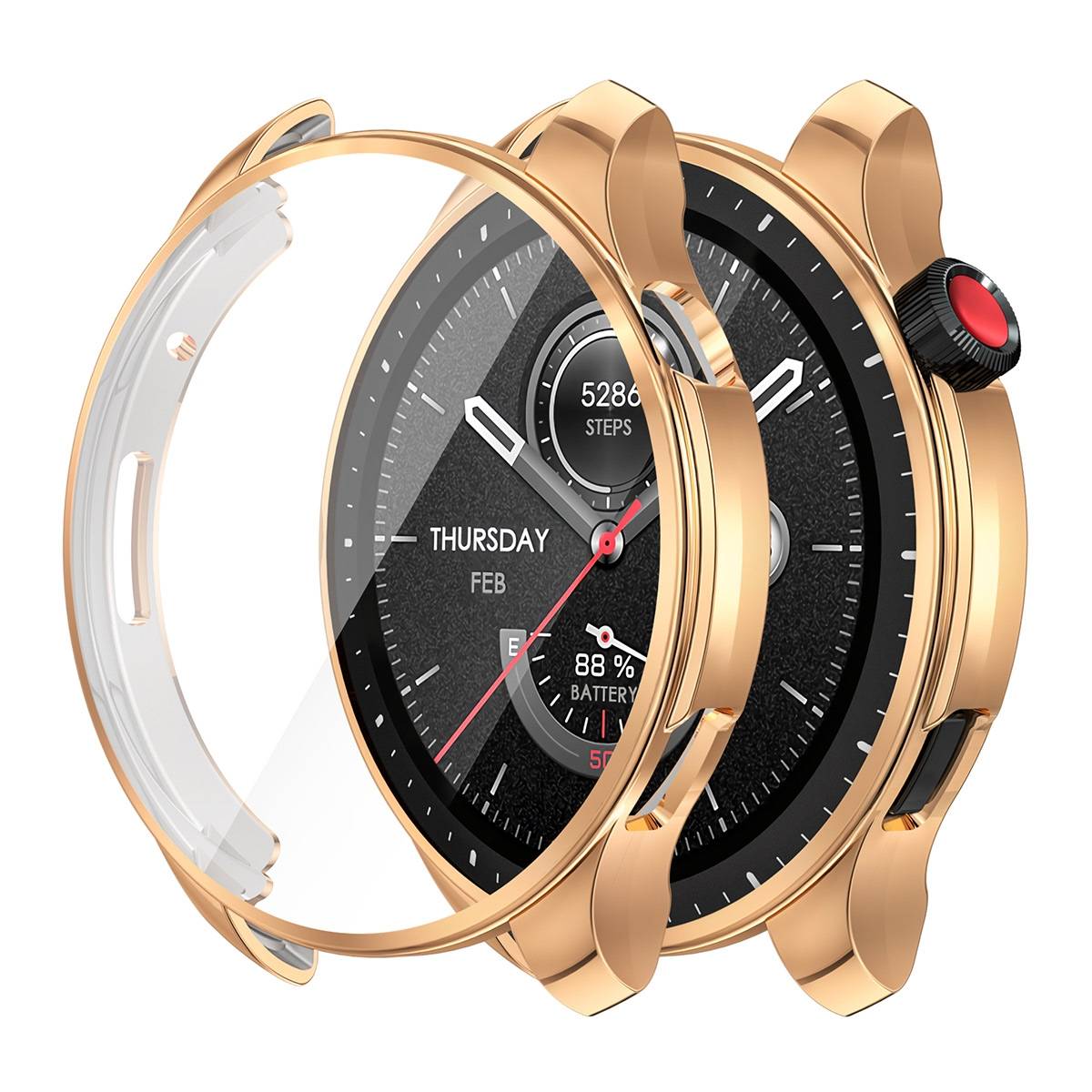 Für Amazfit GTR 4 Smartwatch-Hülle mit Displayschutz Gold Hülle Case