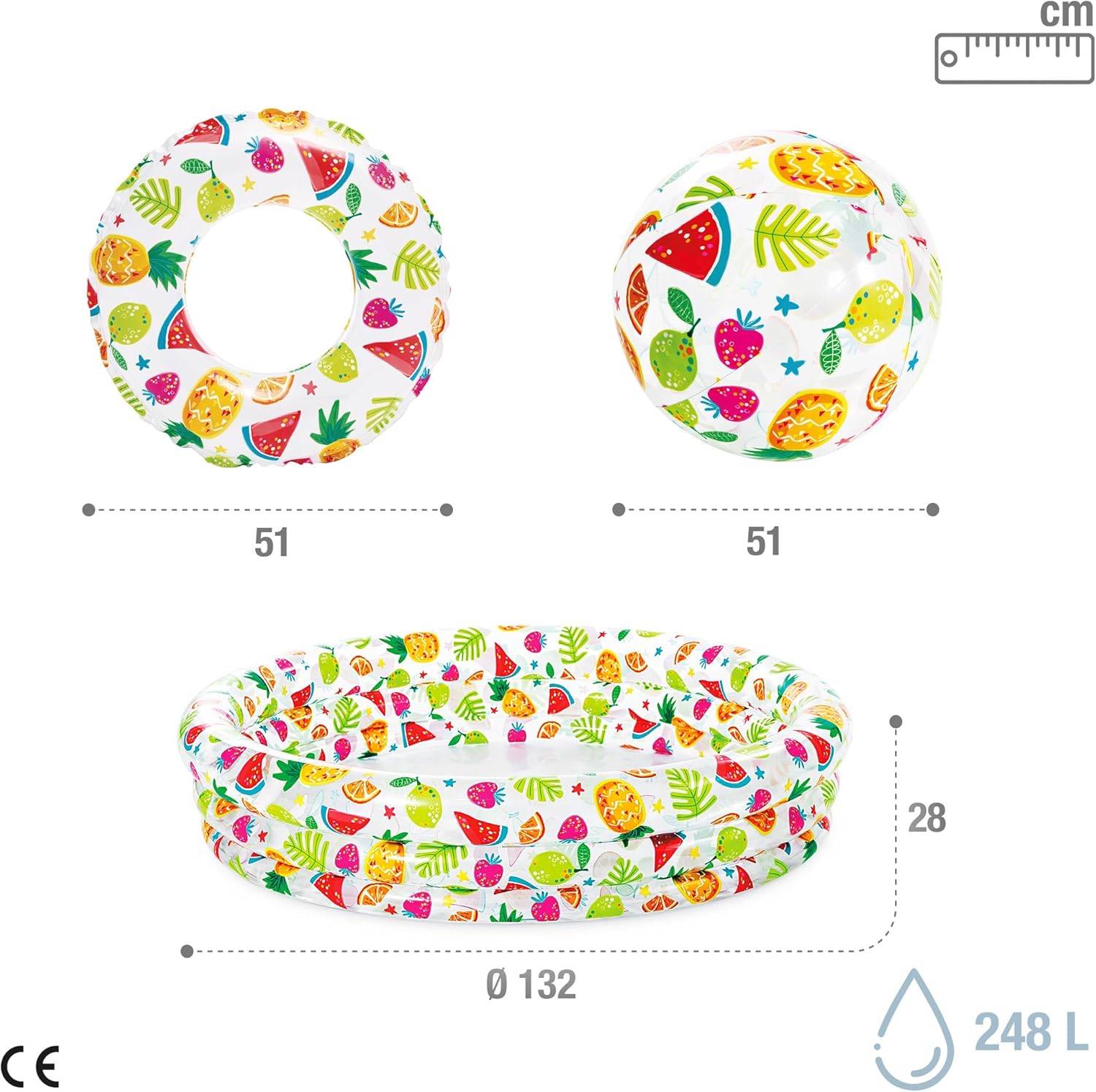 INTEX 3er Pool-Set Planschbecken Wasserball Schwimmring Kinder Garten Sommer