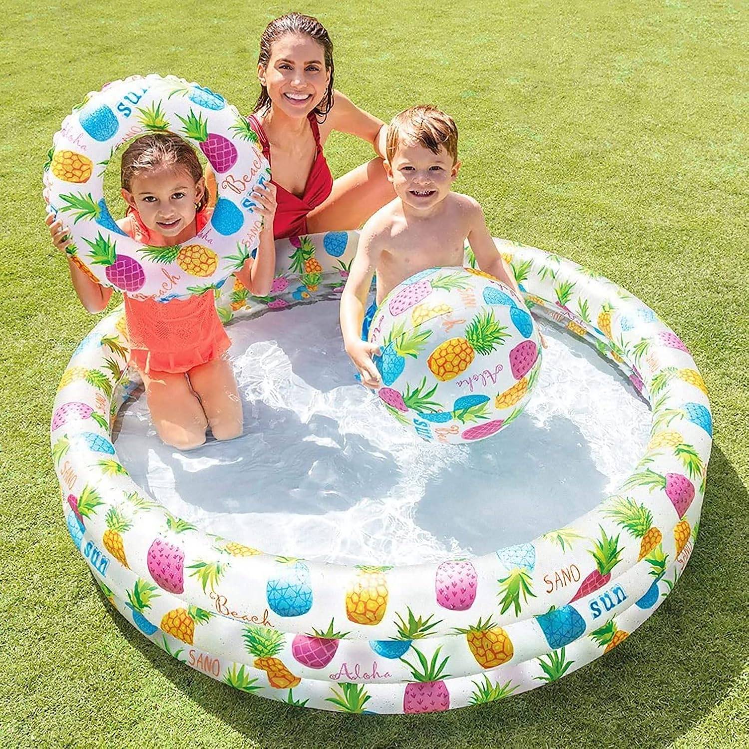 INTEX 3er Pool-Set Planschbecken Wasserball Schwimmring Kinder Garten Sommer