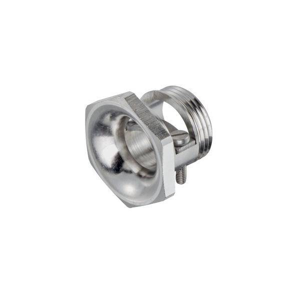 Eine Metallsechskantschraube mit glatter, glänzender Oberfläche und sichtbaren Gewinden, aus einem schrägen Blickwinkel betrachtet.