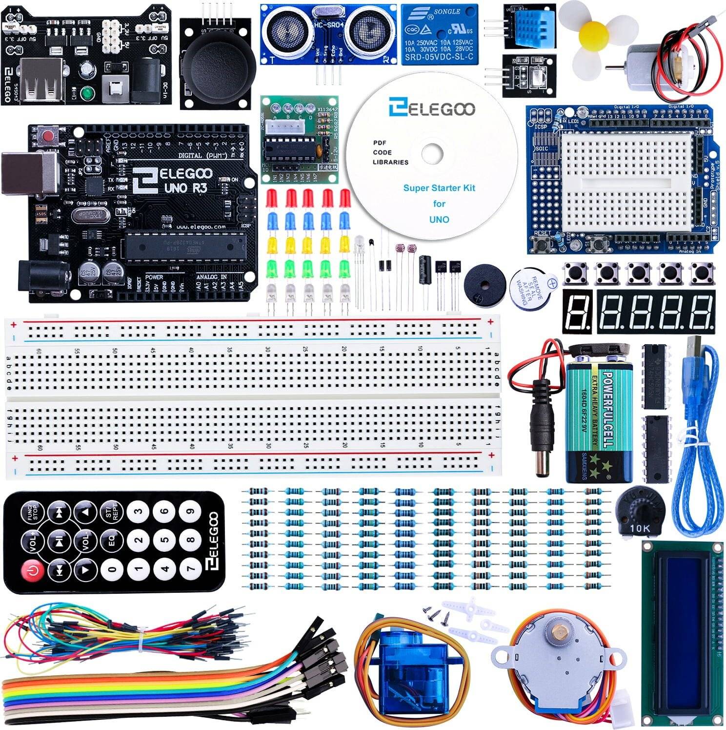 Elegoo UNO R3 Super Starter Kit, Lernpaket für Arduino IDE, 24 Lektionen