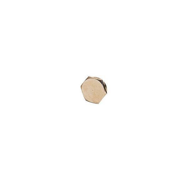 Kleine beige sechskantmutter oder Schraubenkopf isoliert auf weißem Hintergrund.