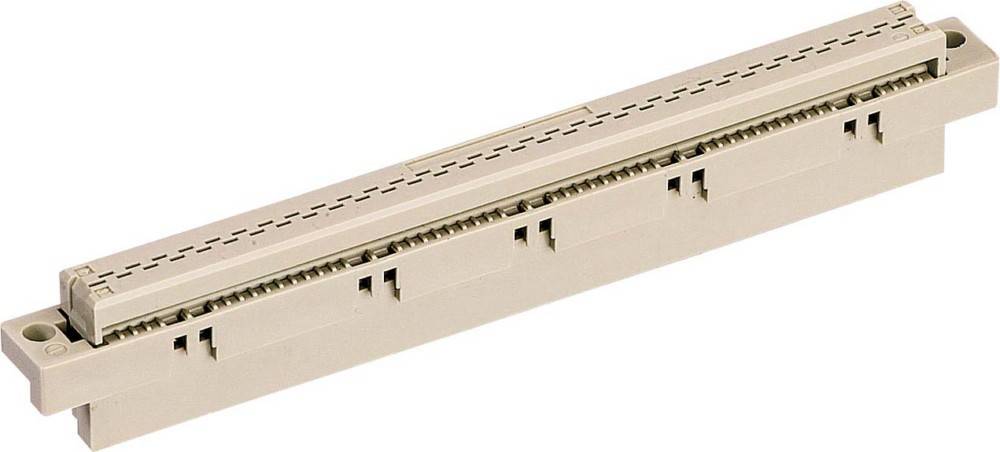 Ein beiger Kunststoff-Kabelkanal mit Schlitzen, der zum Organisieren von elektrischen Kabeln verwendet wird und eine Reihe von gleichmäßig verteilten Schlitzen zur Belüftung aufweist.