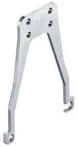 Ein Metallwerkzeug mit einem Haken und einer spitzen Endung, möglicherweise ein Schraubenschlüssel oder Klemmenbinder, das zum Einstellen oder Entfernen bestimmter Komponenten konzipiert wurde.
