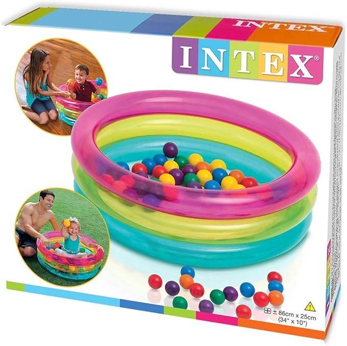 Intex 48674NP Aufblasbarer Bällebad mit 50 bunten Bällen