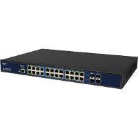 ALLNET Switch full managed 24 Port Gigabit 390W 24x PoE+ 4x SFP Lüfterlos 19"" -