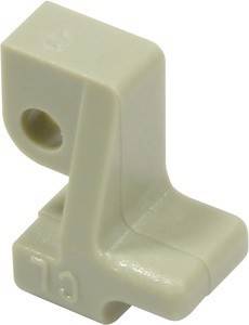 Cremefarbene Kunststoff-Winkelhalterung mit einer Befestigungsbohrung, die zum Verbinden oder Abstützen von Strukturen im rechten Winkel verwendet wird.