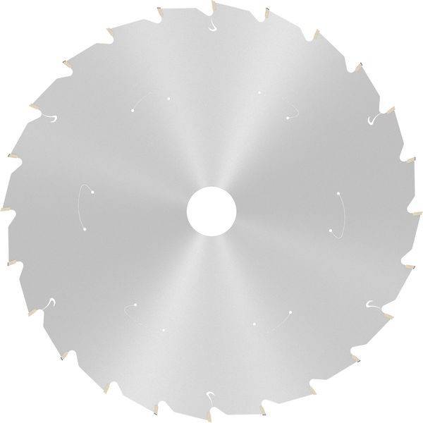 Eine Kreissägeblatt mit gleichmäßig verteilten Zähnen am Rand, die zum Schneiden von Materialien wie Holz oder Metall entwickelt wurde.