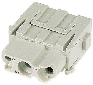 Dreifach-Elektroverbinder mit nummerierten Anschlüssen für Verdrahtung.