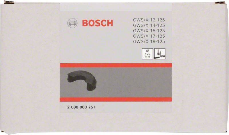 Zubehörbox für Bosch GWS/X-Winkelschleifer mit Modellnummern: 13-125, 14-125, 15-125, 17-125, 19-125, mit einem 125 mm Durchmesser-Symbol.