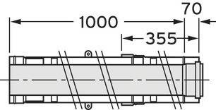 Diagramm mit überlappender Bewehrungslage für eine 1000-mm-Komponente mit 350-mm-Abstand zwischen den Verbindungsstellen, das Konstruktionsdetails zeigt.