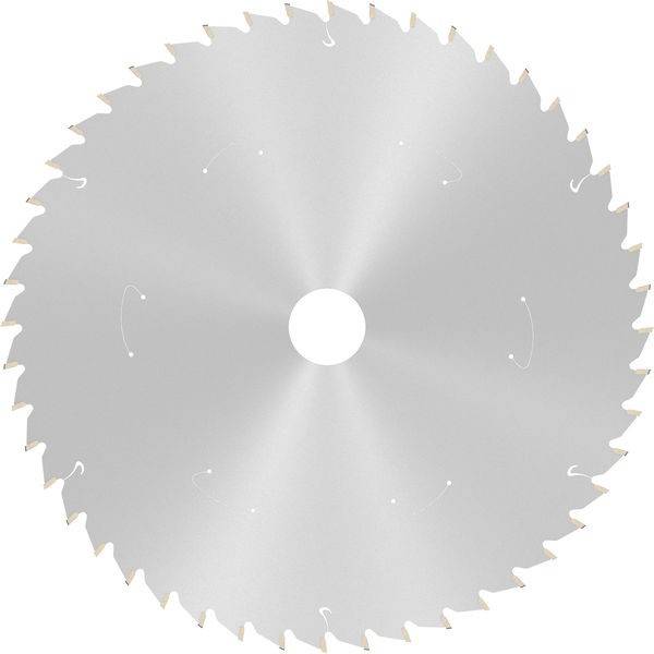 Eine Kreissägeblatt mit scharfen Zähnen entlang seiner Kante, entwickelt zum Schneiden von Holz oder Metall.