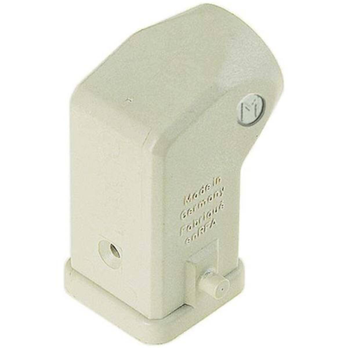 Ein rechteckiges, beiges Kunststoffgehäuse mit einer geneigten Oberseite, auf der der Text 