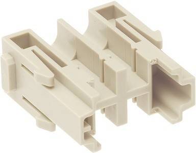 Hellbeiger Kunststoff-Elektroverbinder mit mehreren Schlitzen, konzipiert zur Sicherung von Kabeln bei elektrischen Installationen.