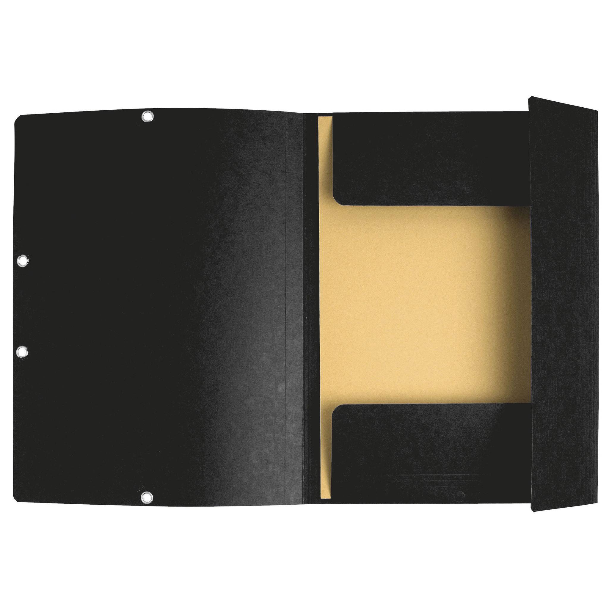 Exacompta 25x Sammelmappe + Gummizug 3 Klappen Karton 355g/m2 A4 Schwarz 55401E