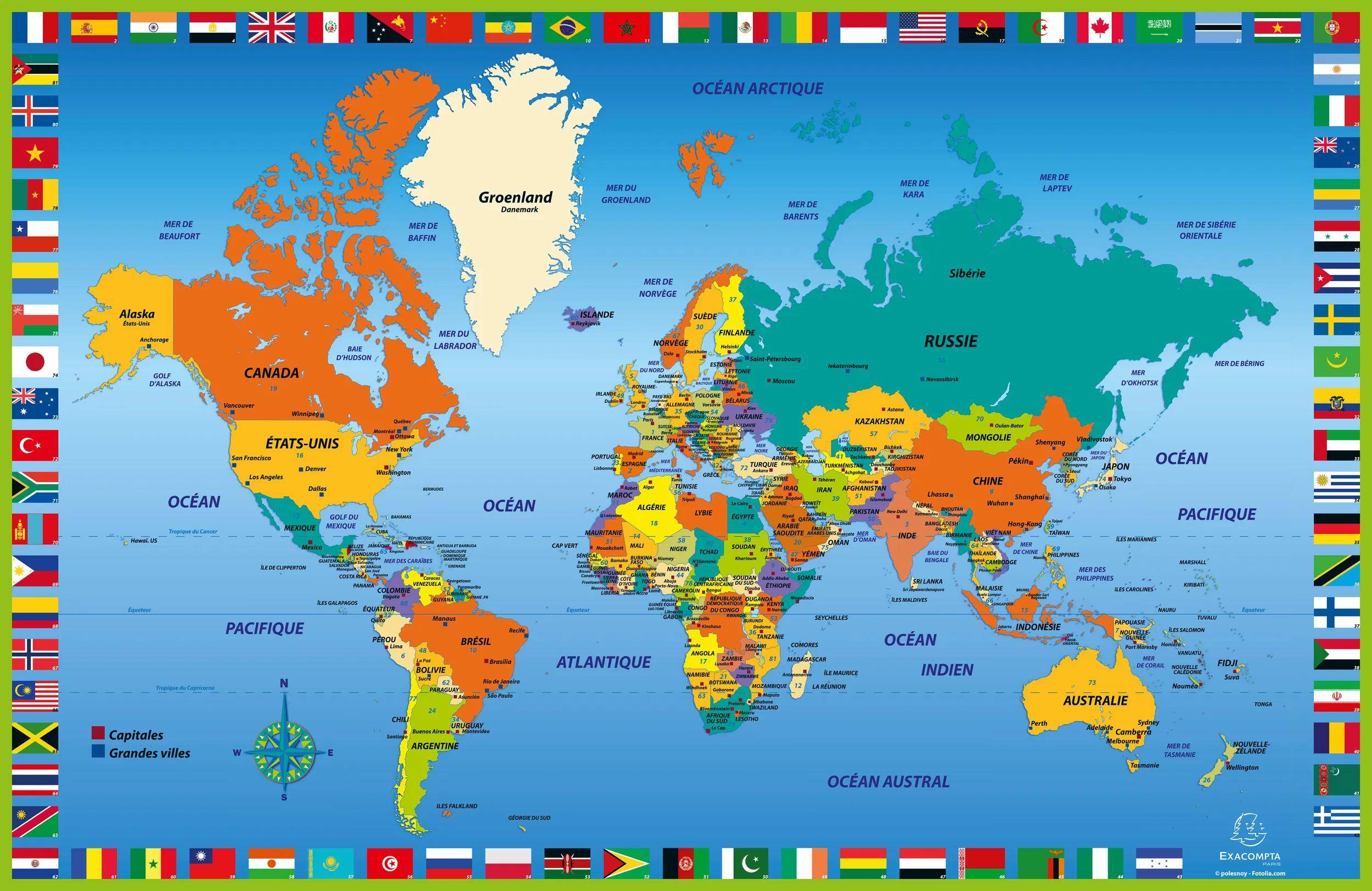 Exacompta 10x feste Schreibtischunterlage PVC Weltkarte 375x575 cm Motiv 29790E