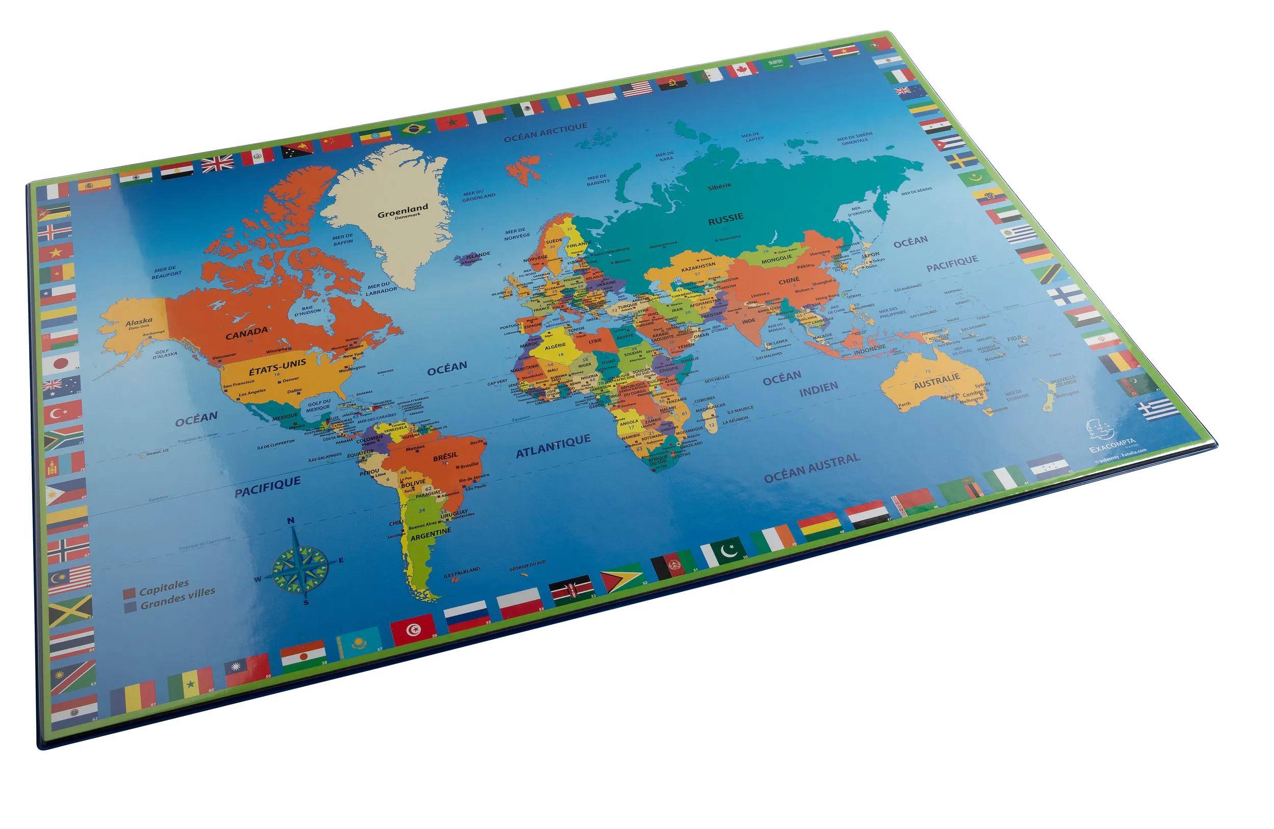 Exacompta 10x feste Schreibtischunterlage PVC Weltkarte 375x575 cm Motiv 29790E