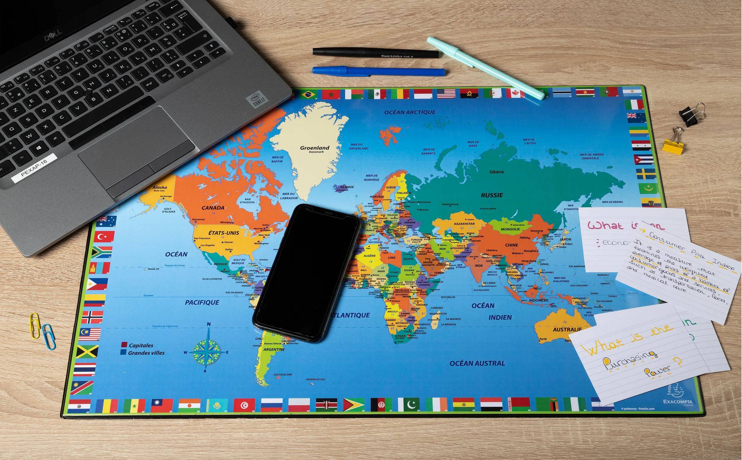 Exacompta 10x feste Schreibtischunterlage PVC Weltkarte 375x575 cm Motiv 29790E