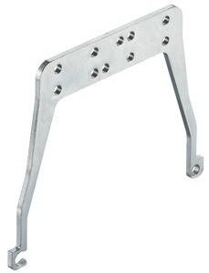 Eine Metallhalterung mit mehreren kleinen Löchern, konzipiert für Montage- oder Strukturunterstützungszwecke. Die Halterung hat eine gewinkelte Form.