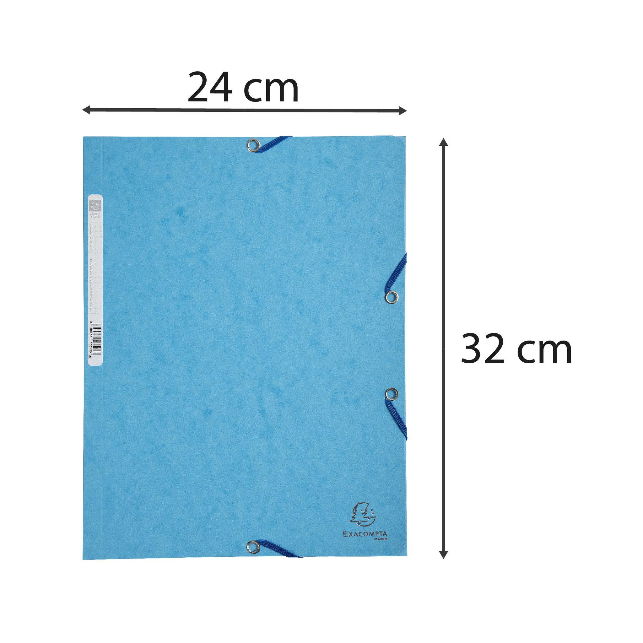 Exacompta 25x Sammelmappe + Gummizug 3 Klappen Karton 400g/m2 A4 Türkis 55519E