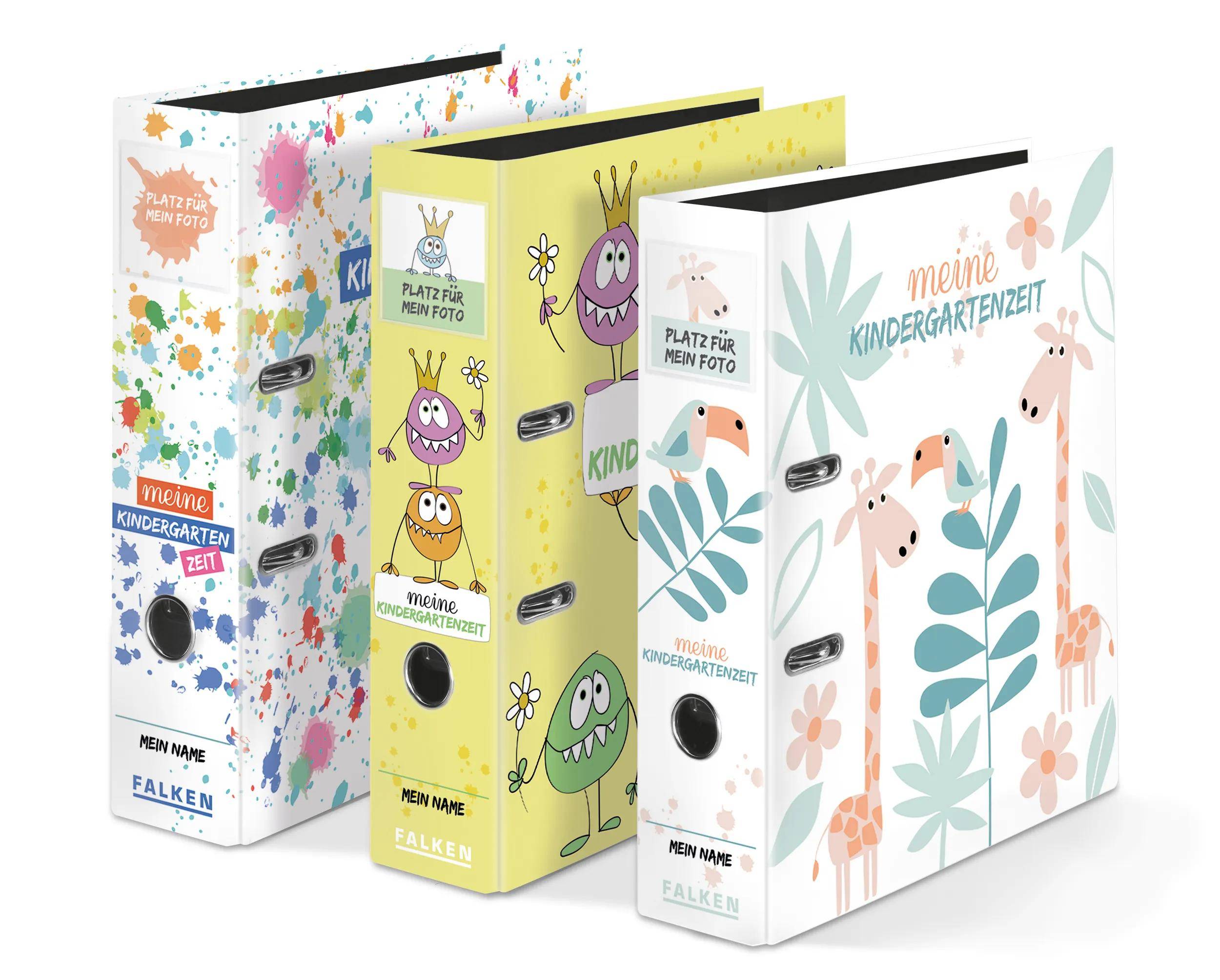 Falken 10x Kindergarten-Motivordner Kleckse A4 Rücken 8cm Sortiert 22001192F