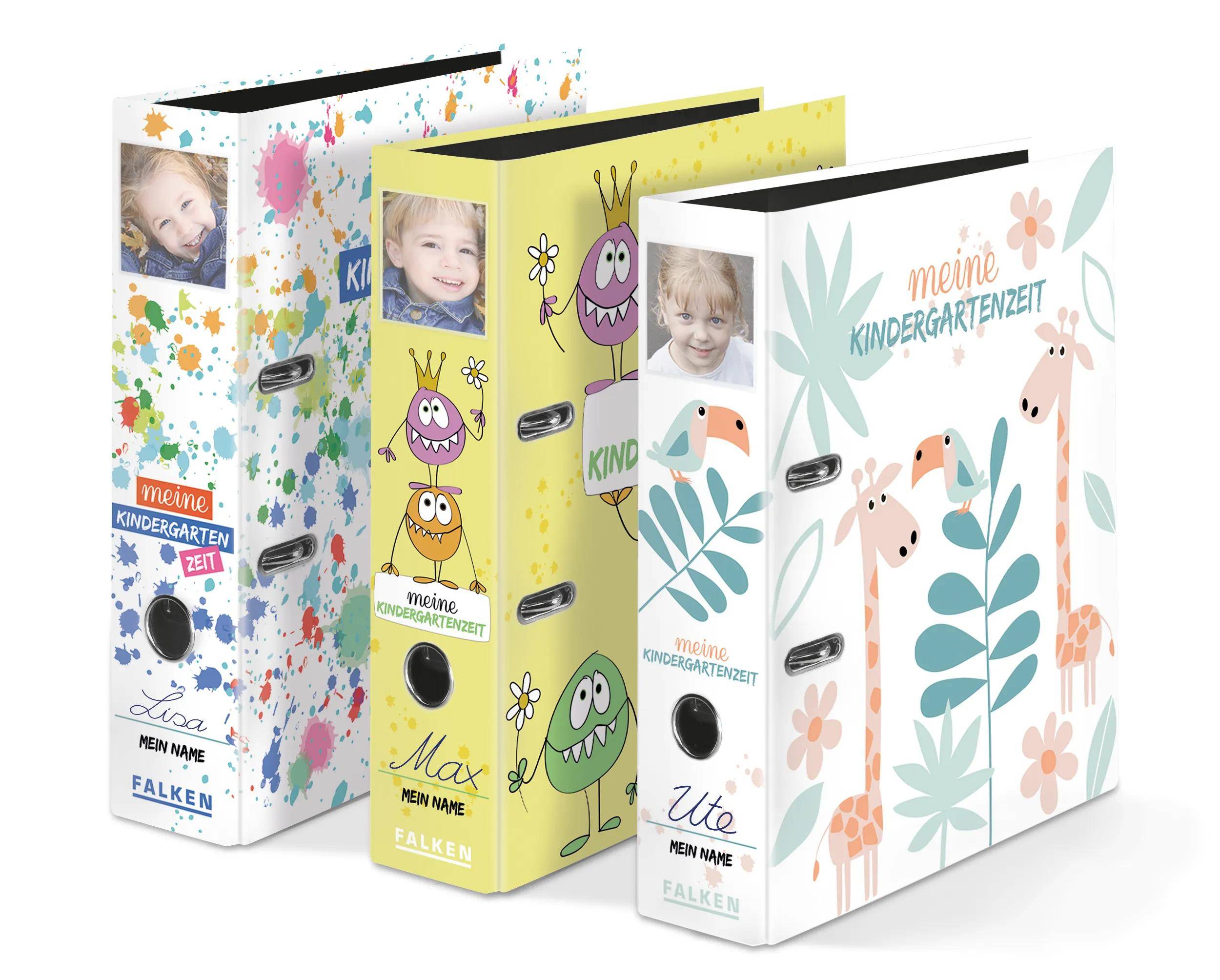 Falken 10x Kindergarten-Motivordner Kleckse A4 Rücken 8cm Sortiert 22001192F