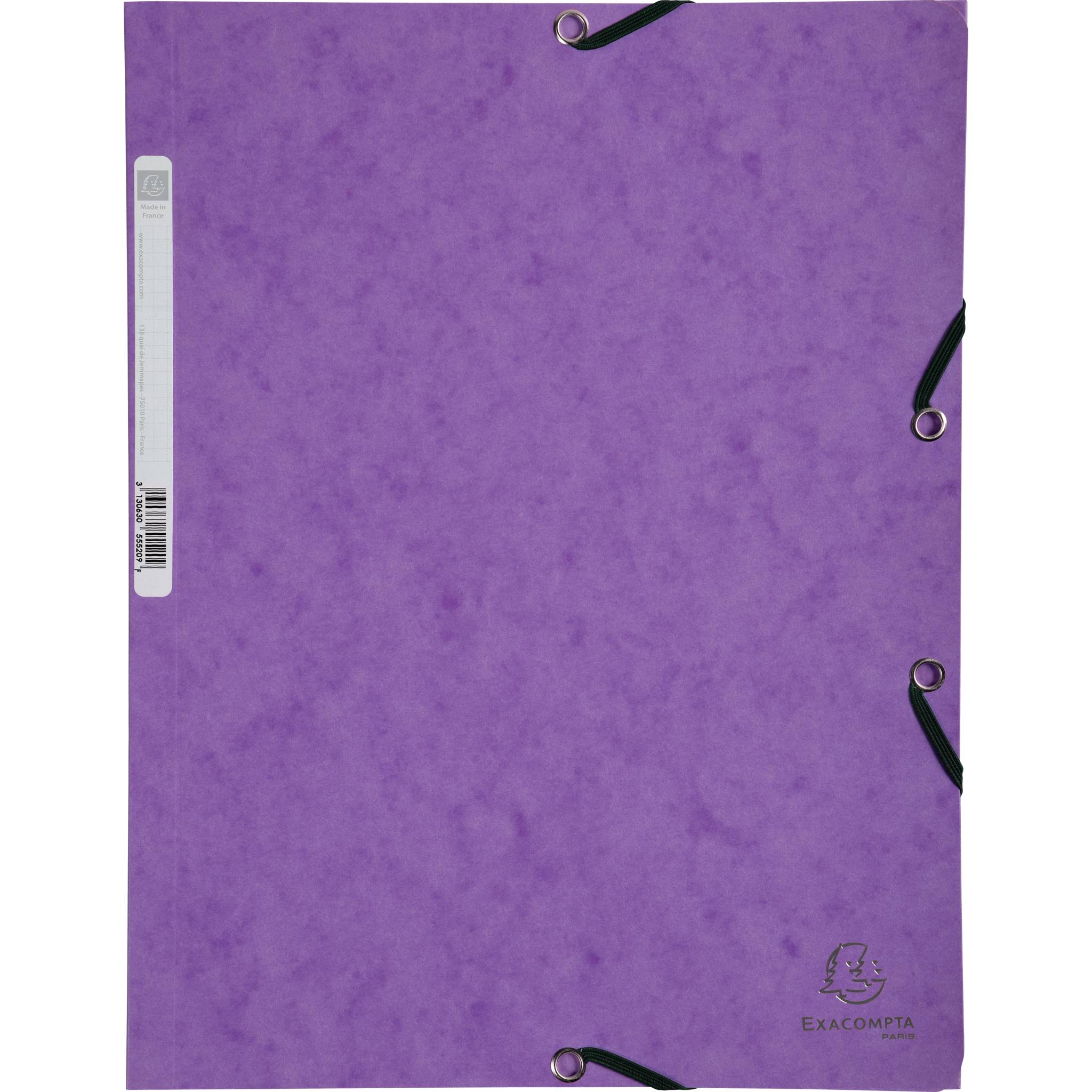Exacompta 25x Sammelmappe + Gummizug 3 Klappen Karton 400g/m2 A4 Violett 55508E